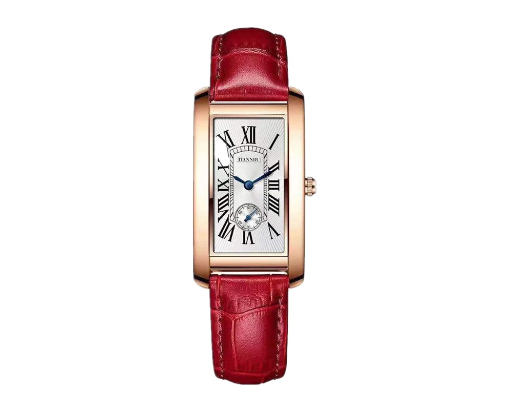 student's leather quartz watch square watch