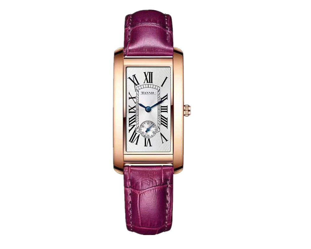 student's leather quartz watch square watch
